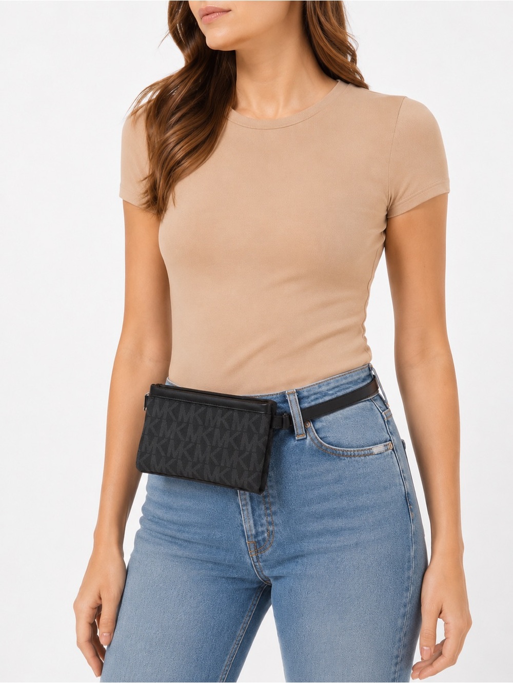Michael Kors Black Pebbled Leather Convertible Belt Bag Waist Bag Fanny Pack EUC